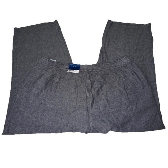 Old Navy Pants Women XL Black Linen Blend Cropped Drawstring 36x26 High Rise NEW - Picture 3 of 6